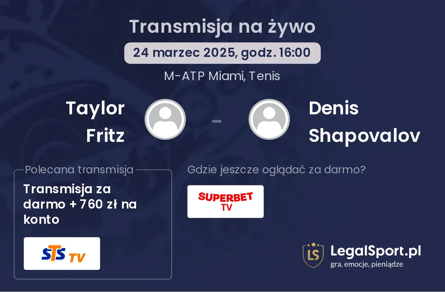 Taylor Fritz - Denis Shapovalov gdzie oglądać?