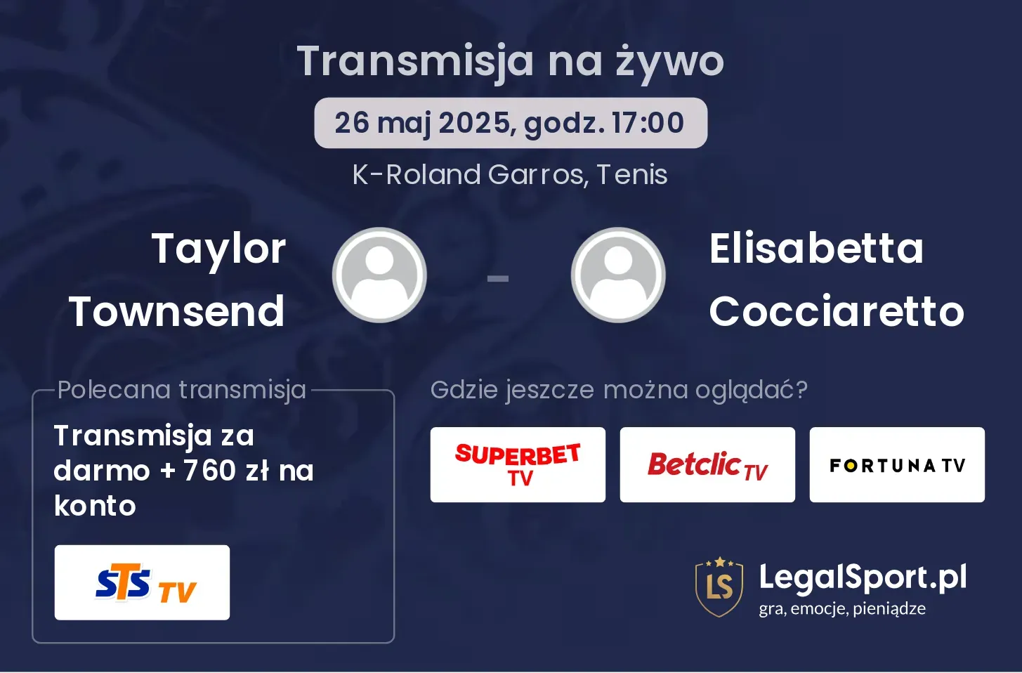 Taylor Townsend - Elisabetta Cocciaretto transmisja na żywo