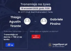 Thiago Agustin Tirante - Gabriele Piraino gdzie oglądać?