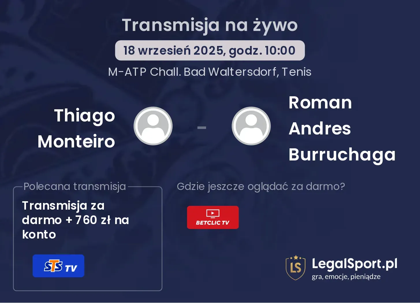 Thiago Monteiro - Roman Andres Burruchaga transmisja na żywo