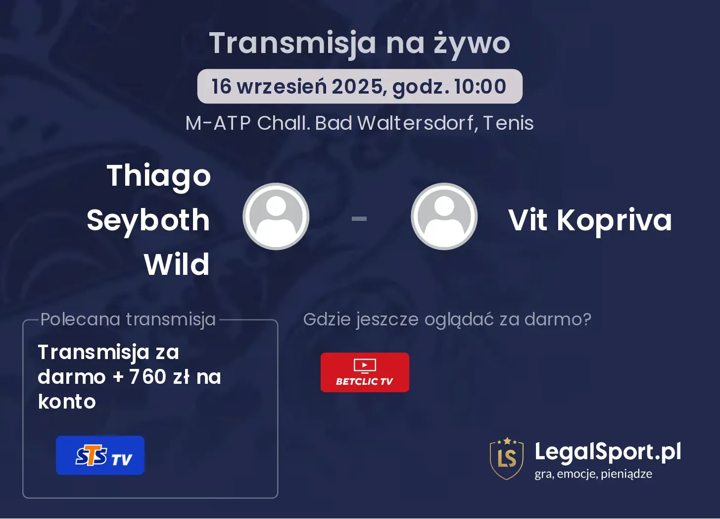 Thiago Seyboth Wild - Vit Kopriva transmisja na żywo