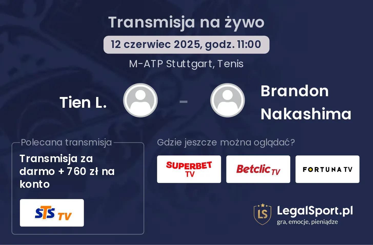 Tien L. - Brandon Nakashima gdzie oglądać transmisję?