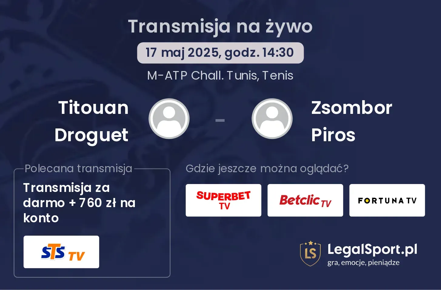 Titouan Droguet - Zsombor Piros transmisja na żywo