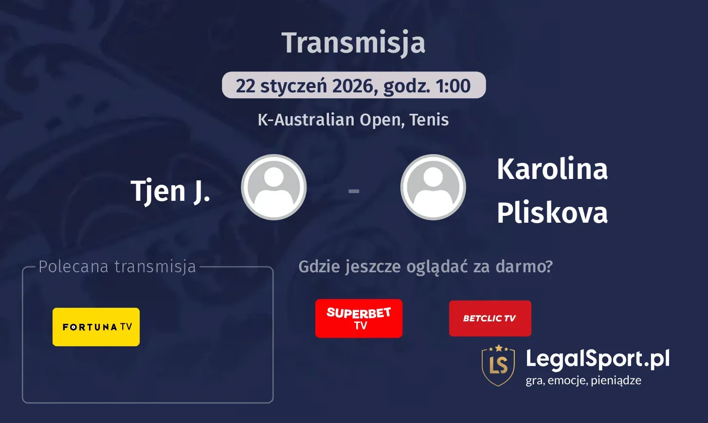 Tjen J. - Karolina Pliskova Transmisje