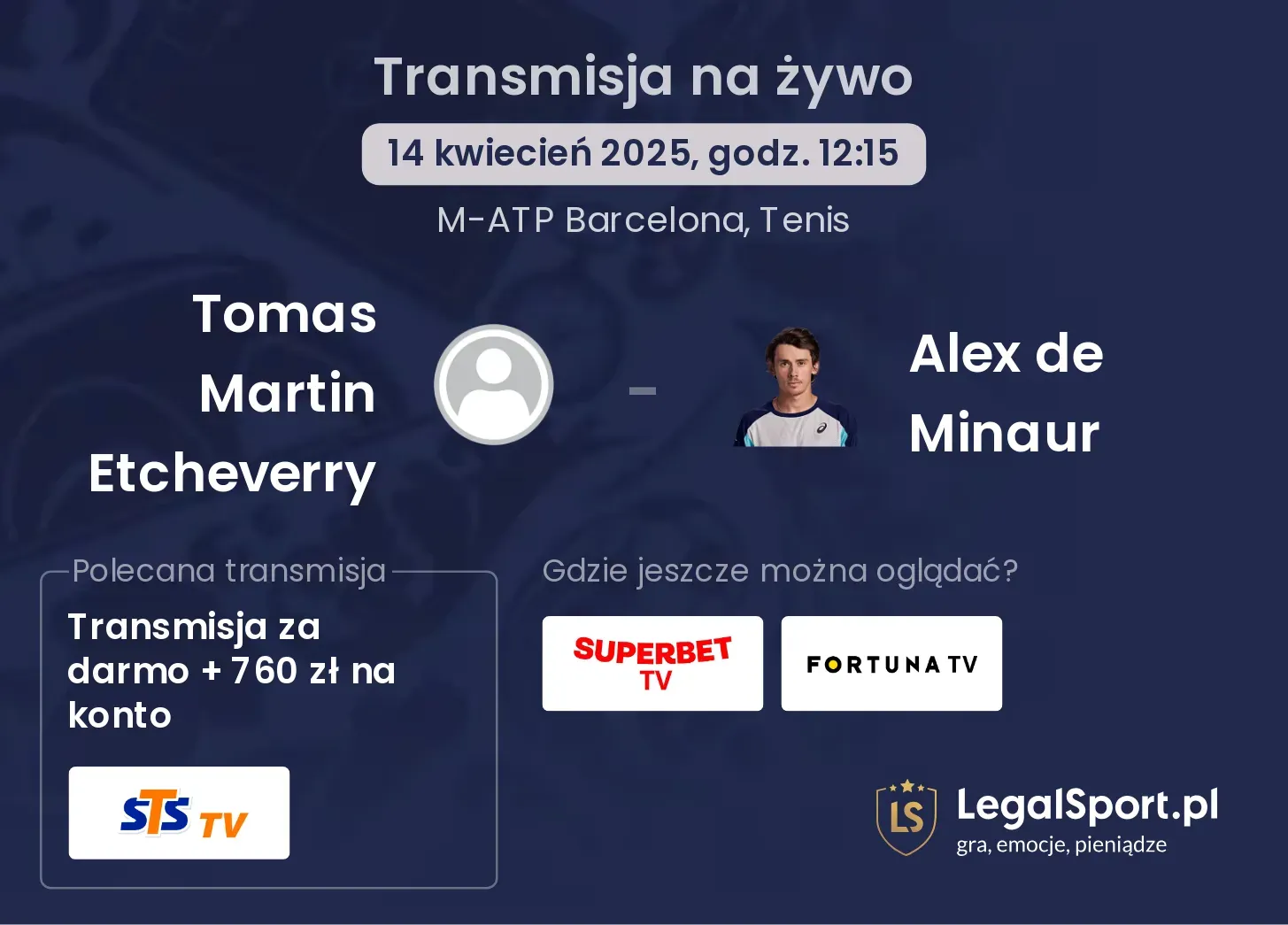 Tomas Martin Etcheverry - Alex de Minaur gdzie oglądać?