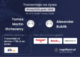 Tomas Martin Etcheverry - Alexander Bublik gdzie oglądać transmisję?