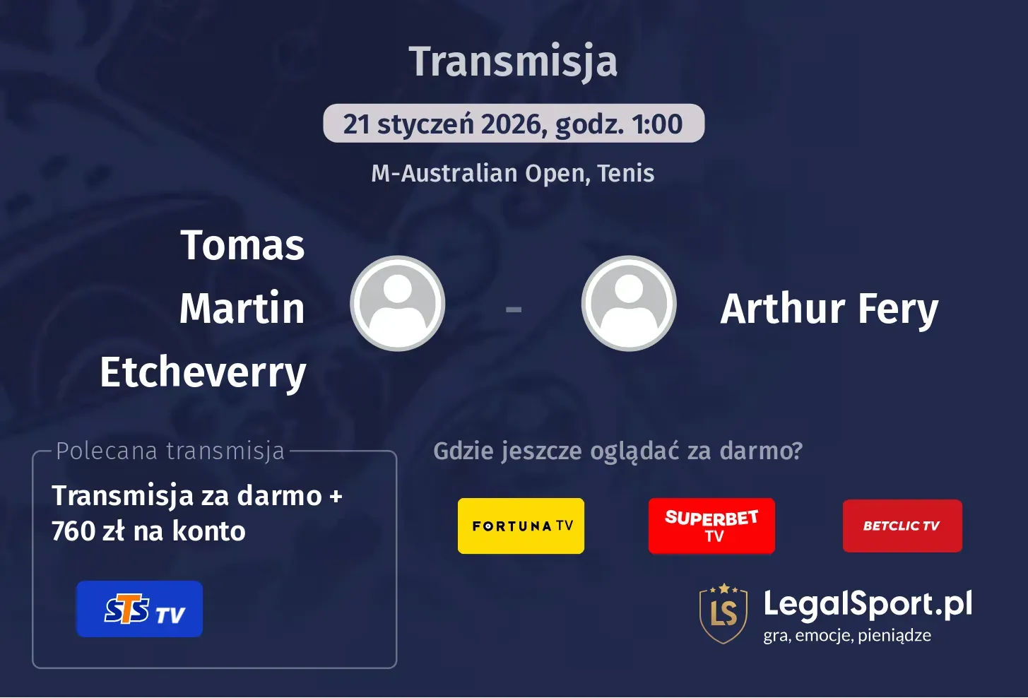 Tomas Martin Etcheverry - Arthur Fery Transmisje