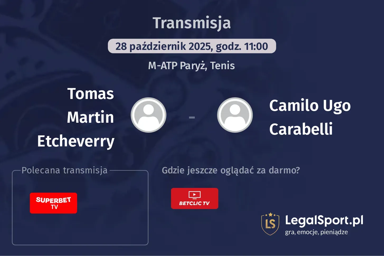 Tomas Martin Etcheverry - Camilo Ugo Carabelli Transmisje