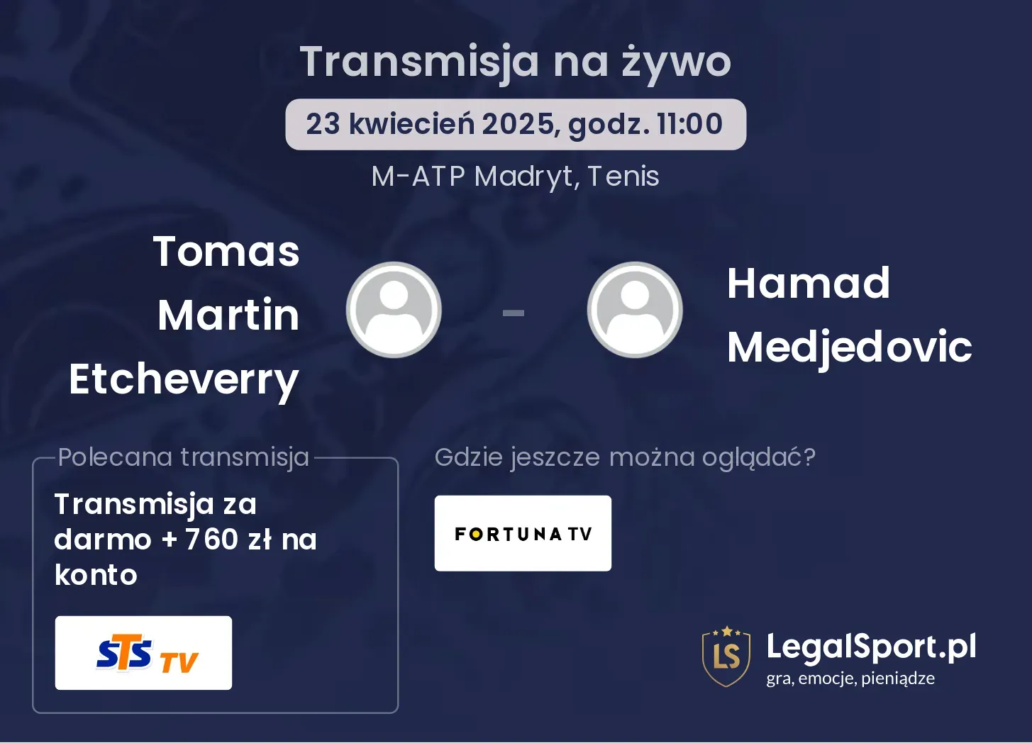 Tomas Martin Etcheverry - Hamad Medjedovic gdzie oglądać?
