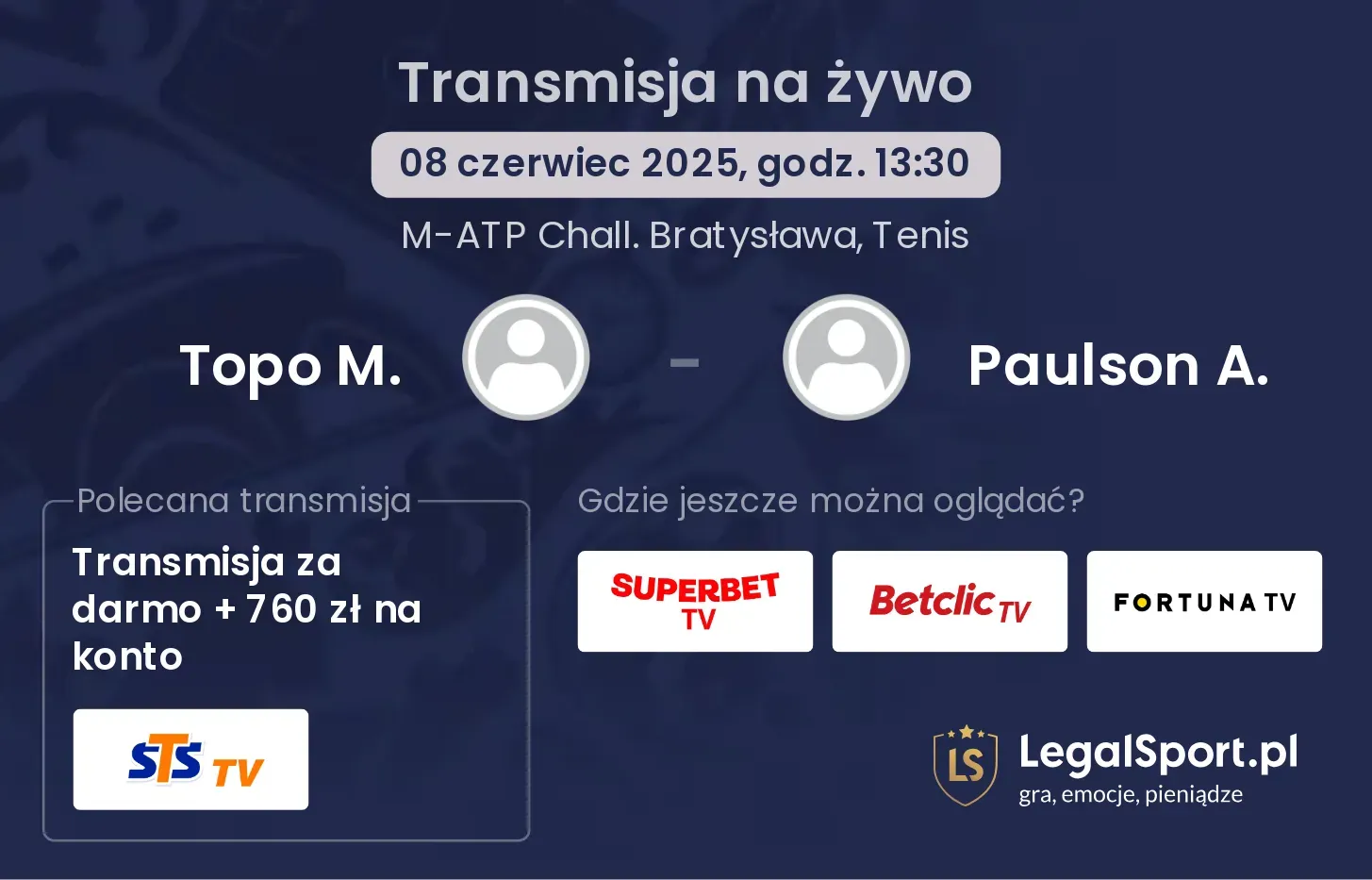 Topo M. - Paulson A. transmisja na żywo