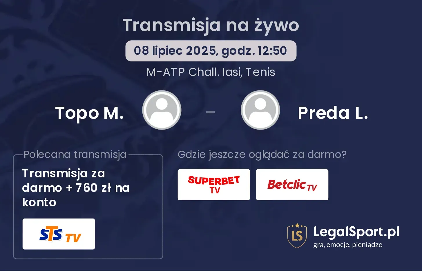 Topo M. - Preda L. transmisja na żywo