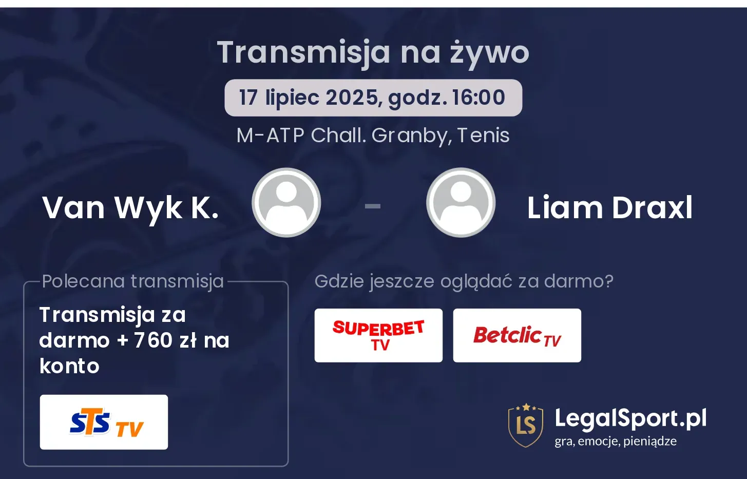 Van Wyk K. - Liam Draxl transmisja na żywo