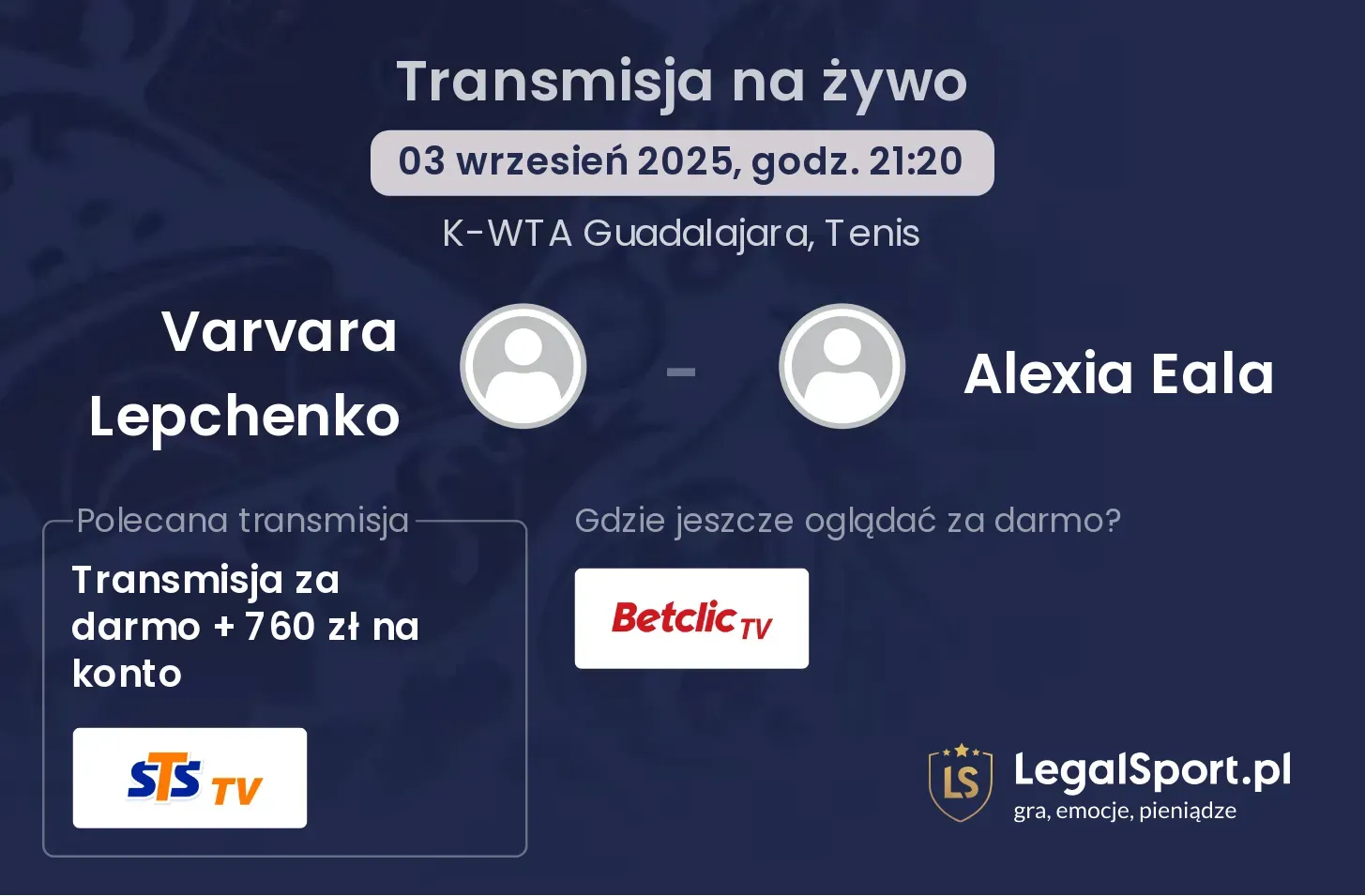 Varvara Lepchenko - Alexia Eala gdzie oglądać?