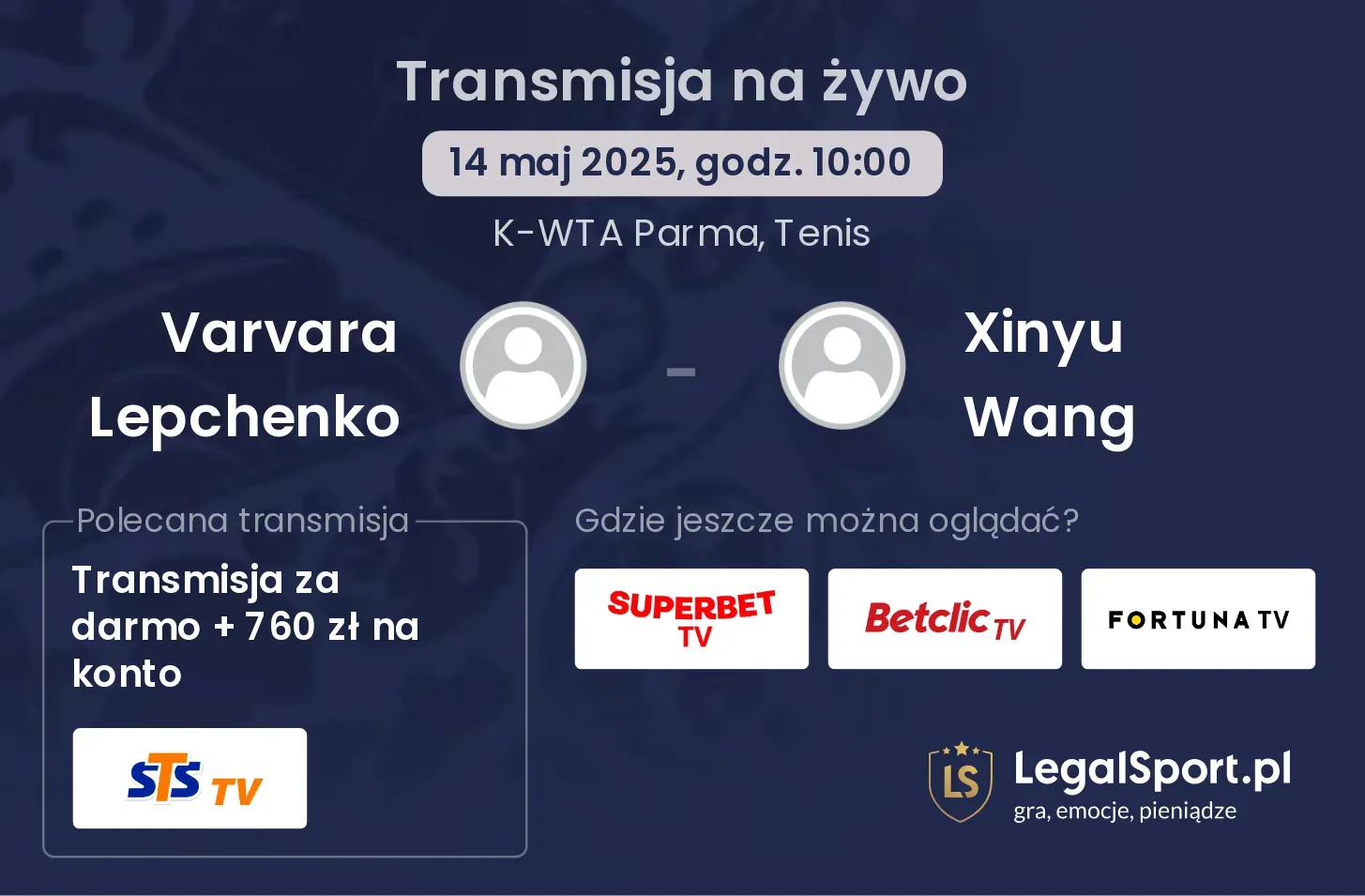 Varvara Lepchenko - Xinyu Wang gdzie oglądać transmisję?