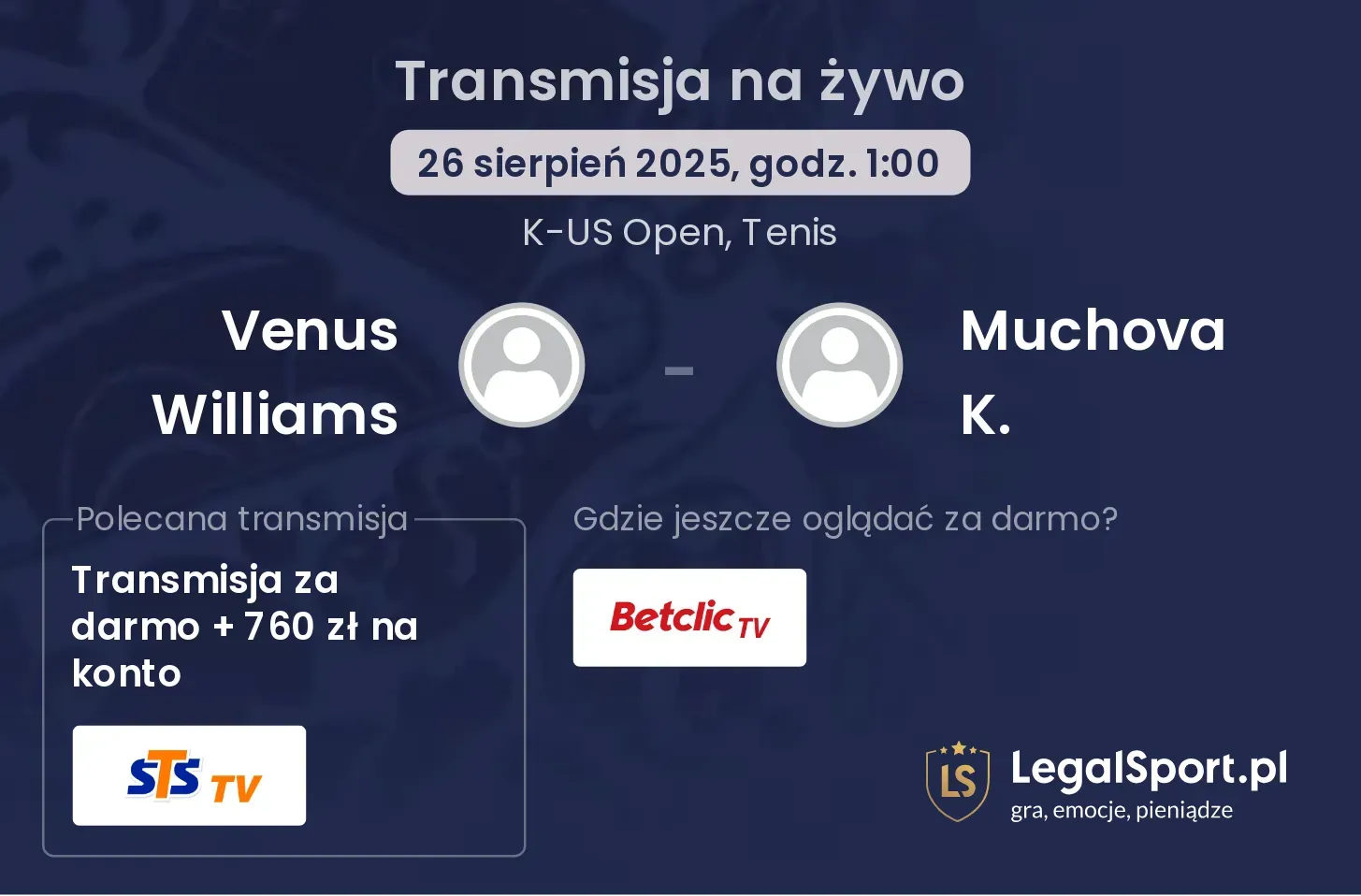 Venus Williams - Muchova K. gdzie oglądać?