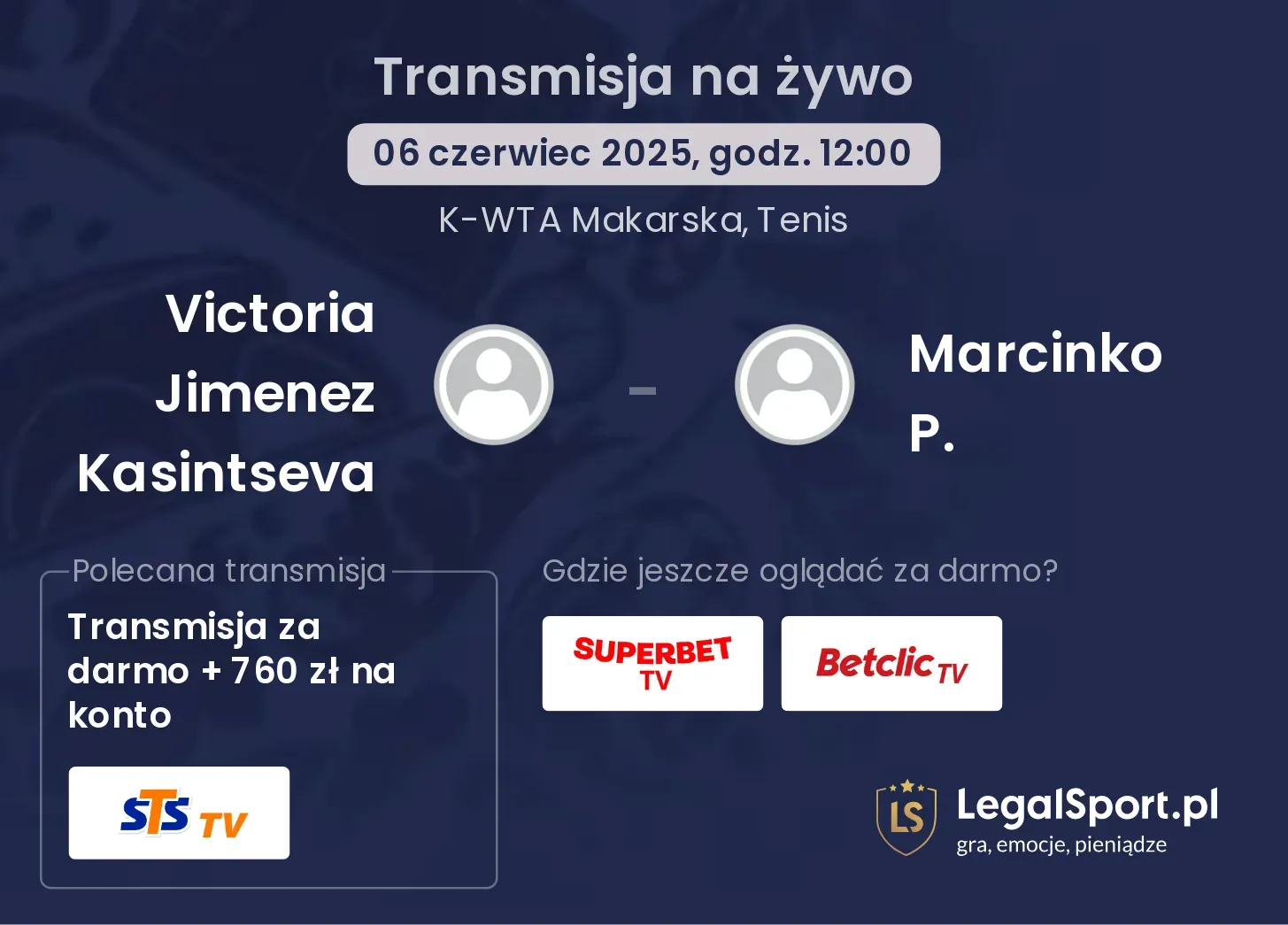 Victoria Jimenez Kasintseva - Marcinko P. gdzie oglądać transmisję?