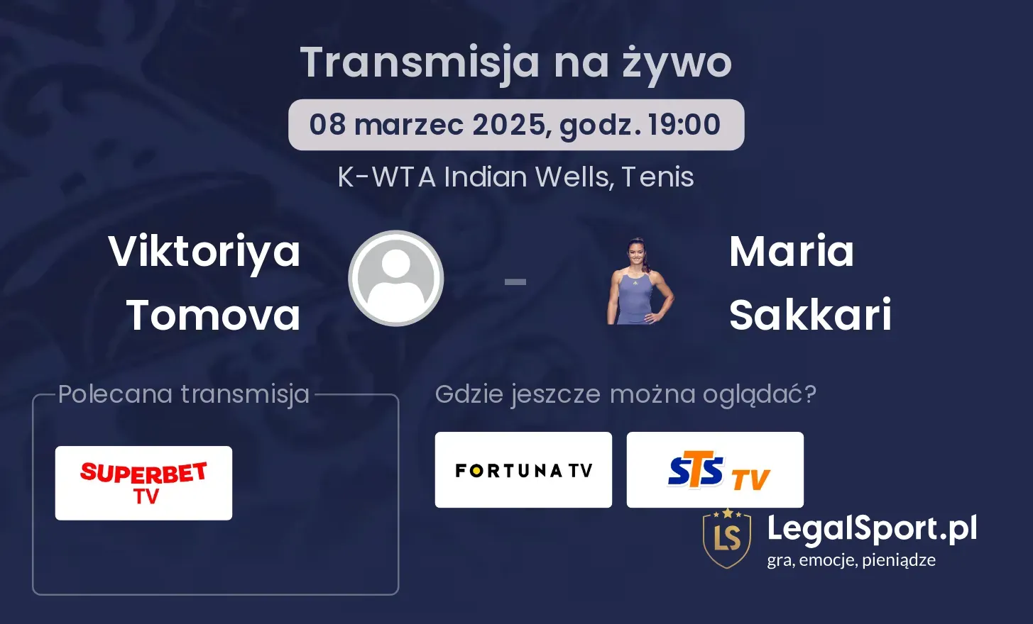 Viktoriya Tomova - Maria Sakkari gdzie oglądać transmisję?