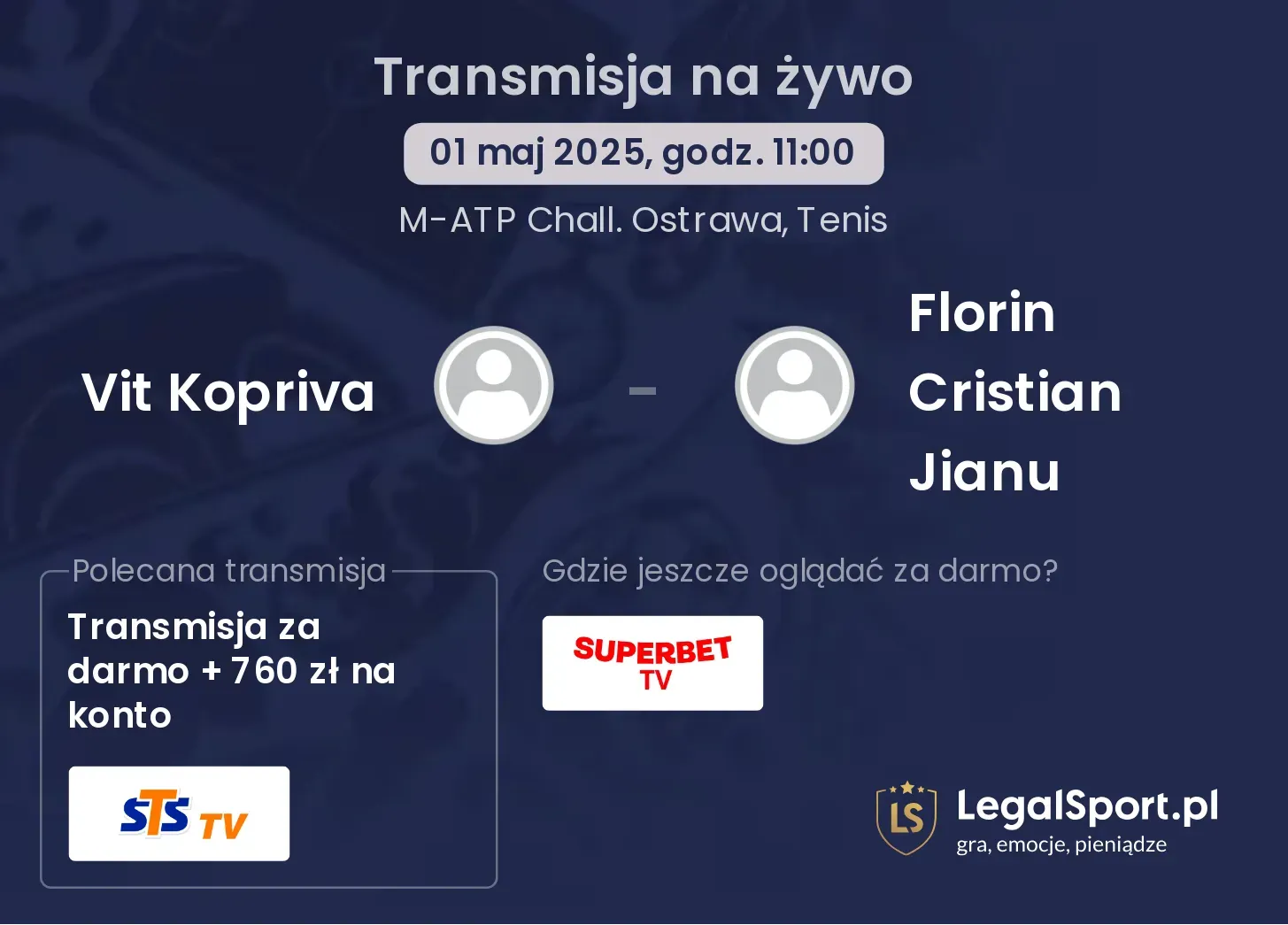 Vit Kopriva - Florin Cristian Jianu transmisja na żywo