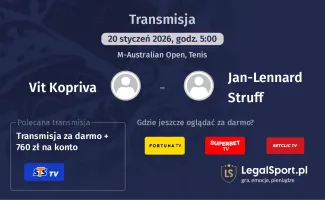 Vit Kopriva - Jan-Lennard Struff gdzie oglądać? (20.01)