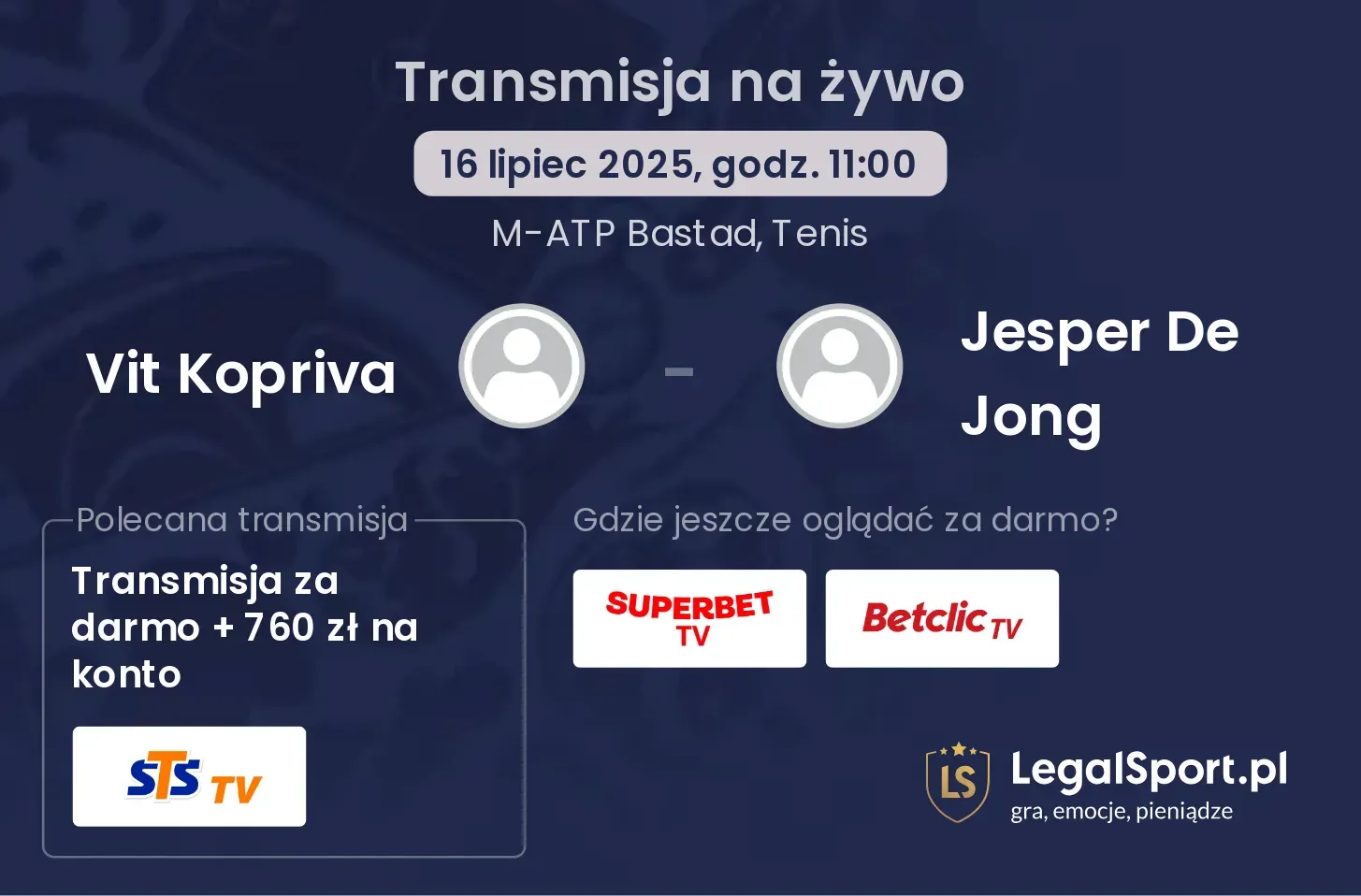 Vit Kopriva - Jesper De Jong transmisja na żywo