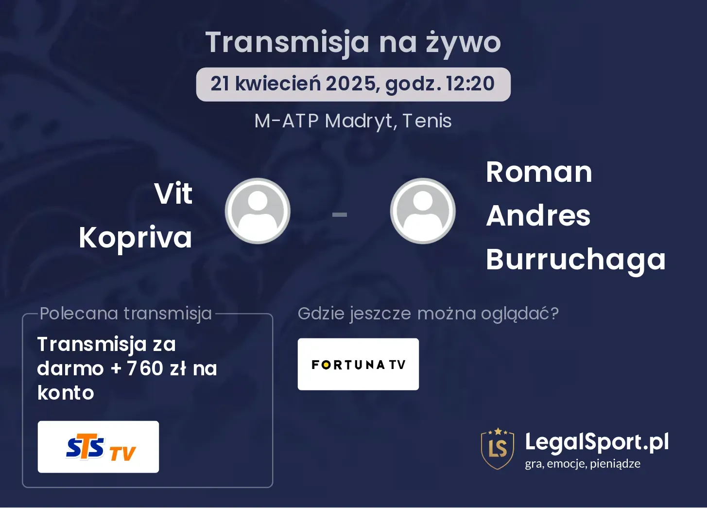 Vit Kopriva - Roman Andres Burruchaga gdzie oglądać transmisję?