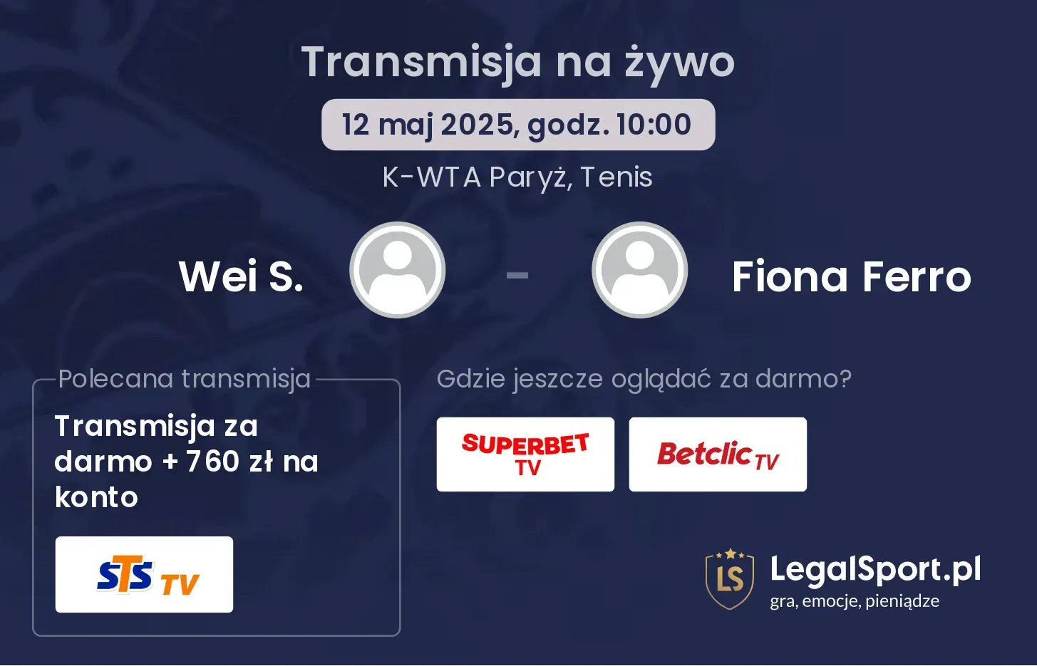Wei S. - Fiona Ferro gdzie oglądać transmisję?