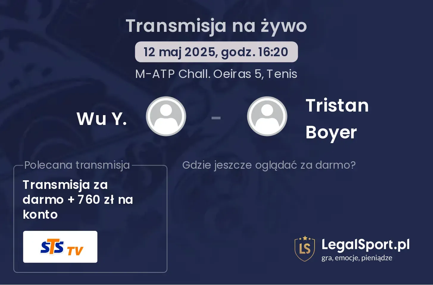 Wu Y. - Tristan Boyer transmisja na żywo