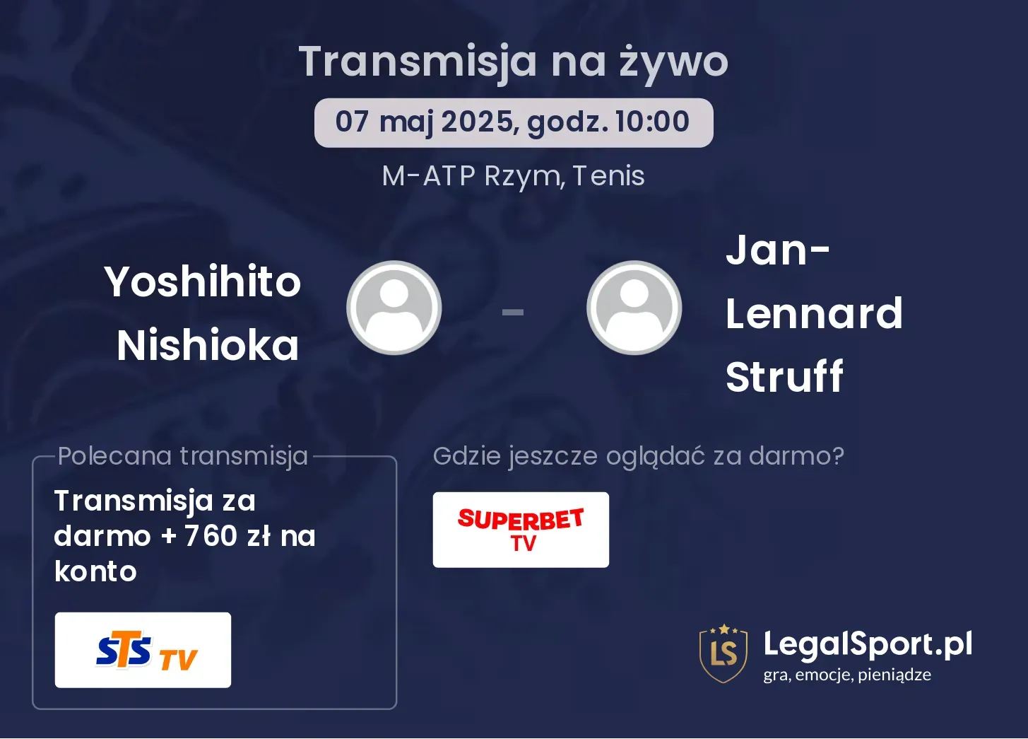 Yoshihito Nishioka - Jan-Lennard Struff transmisja na żywo