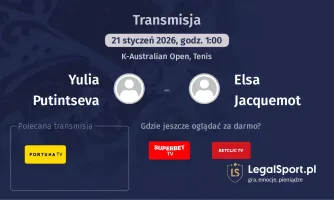Yulia Putintseva - Elsa Jacquemot gdzie oglądać? (21.01)