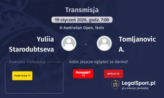 Yuliia Starodubtseva - Tomljanovic A. gdzie oglądać? (19.01)