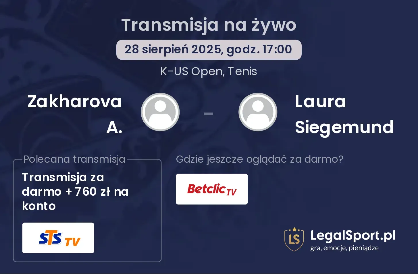 Zakharova A. - Laura Siegemund transmisja na żywo