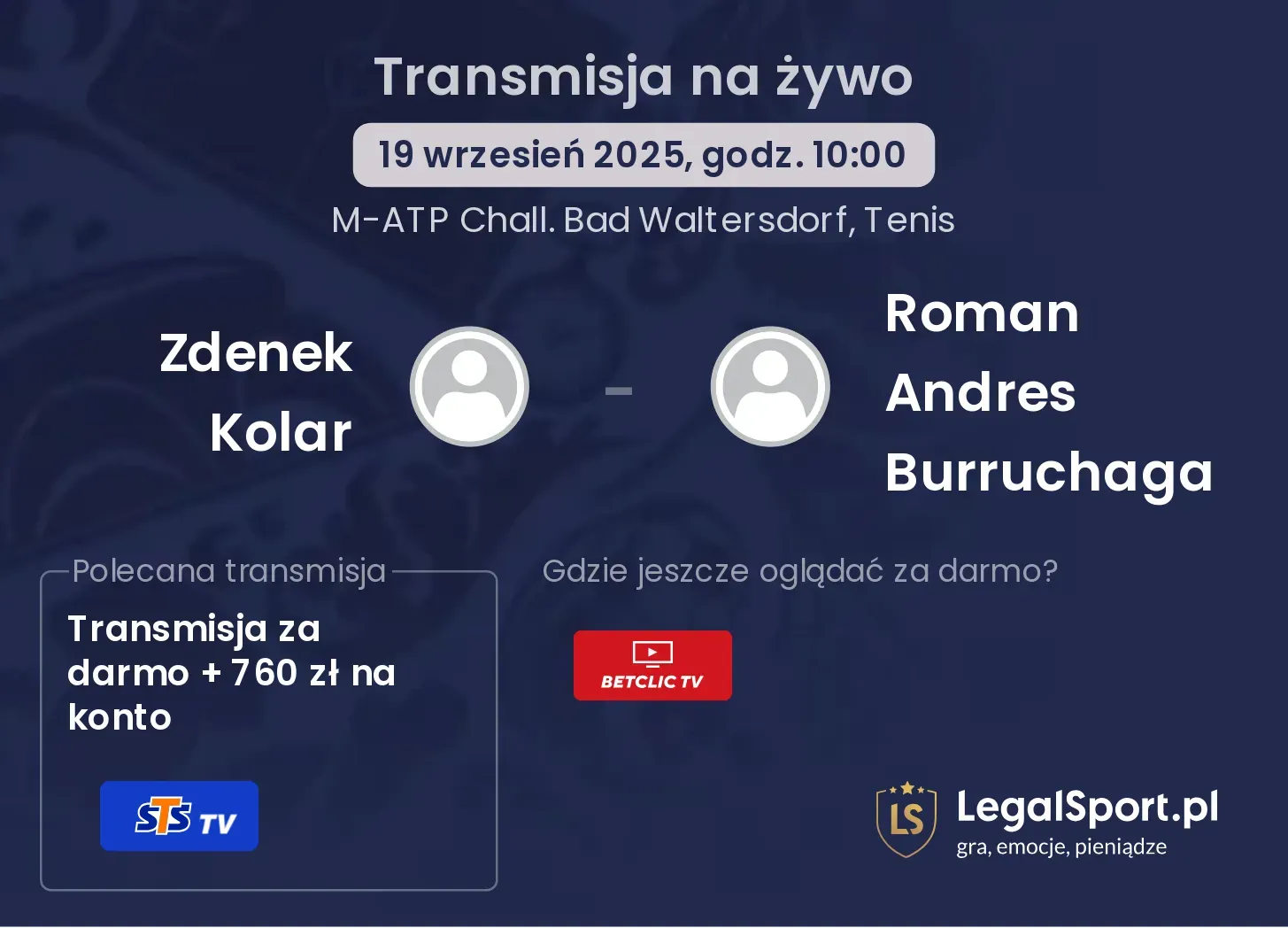 Zdenek Kolar - Roman Andres Burruchaga transmisja na żywo