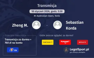 Zheng M. - Sebastian Korda gdzie oglądać? (18.01)