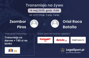 Zsombor Piros - Oriol Roca Batalla gdzie oglądać transmisję?