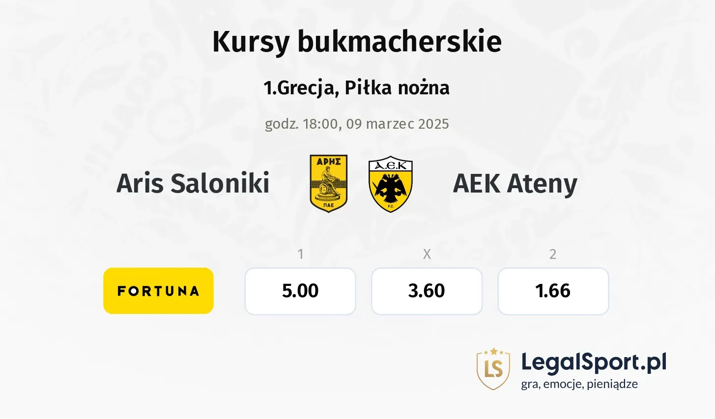 Aris Saloniki - AEK Ateny typy, kursy