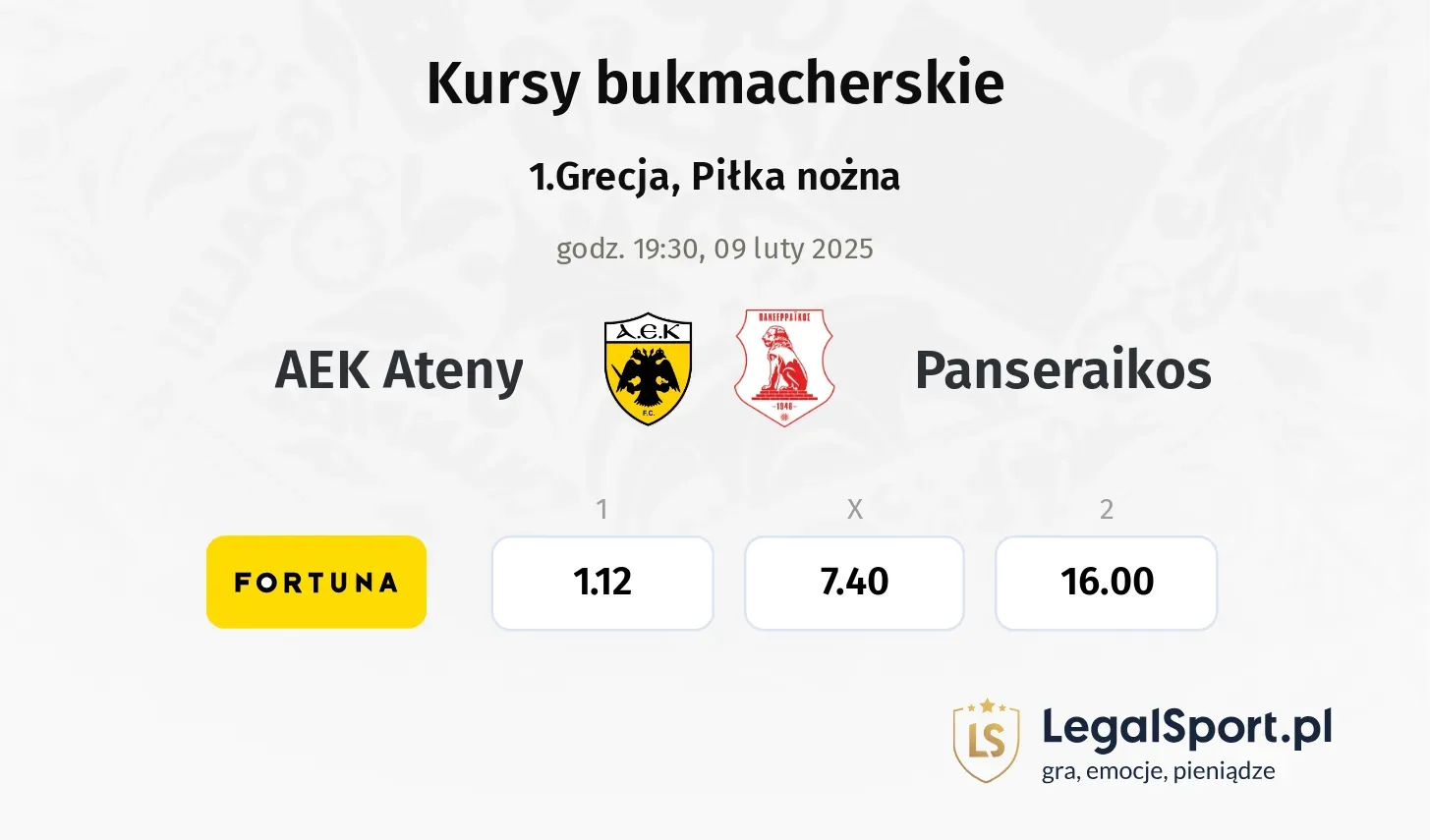 AEK Ateny - Panseraikos typy, kursy
