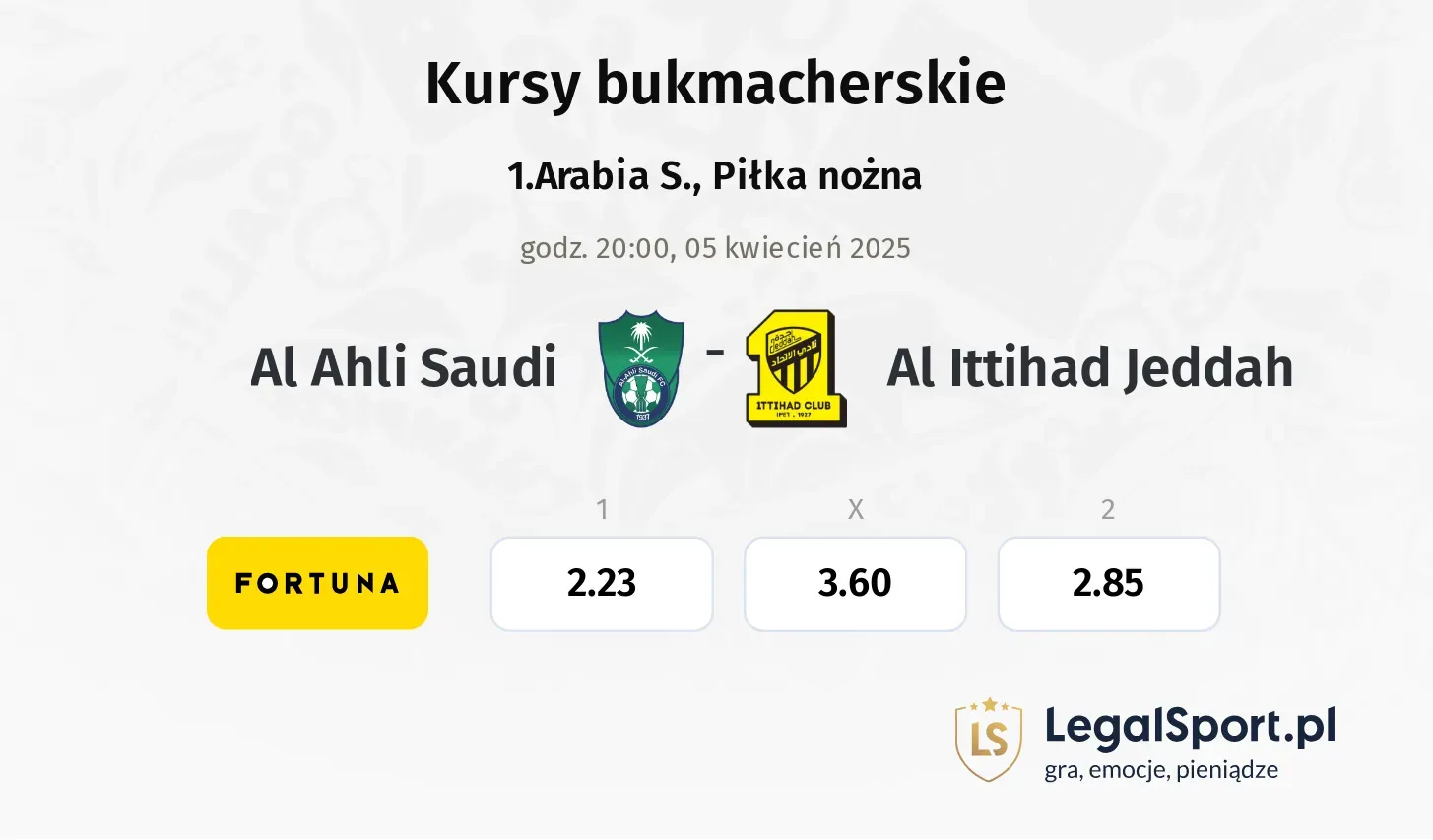 Al Ahli Saudi - Al Ittihad Jeddah typy, kursy