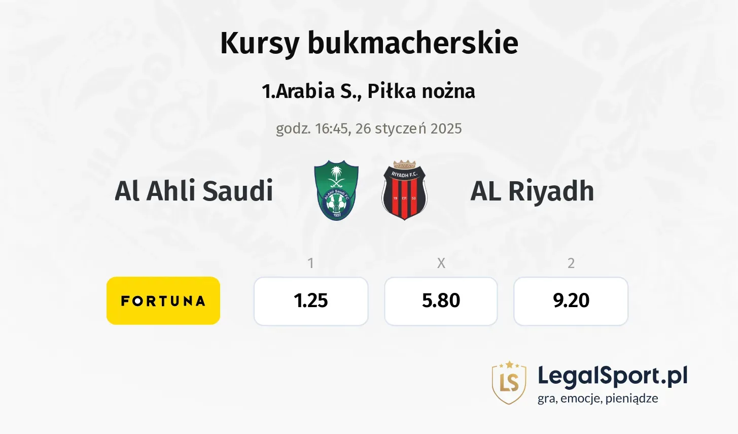 Al Ahli Saudi - AL Riyadh typy, kursy