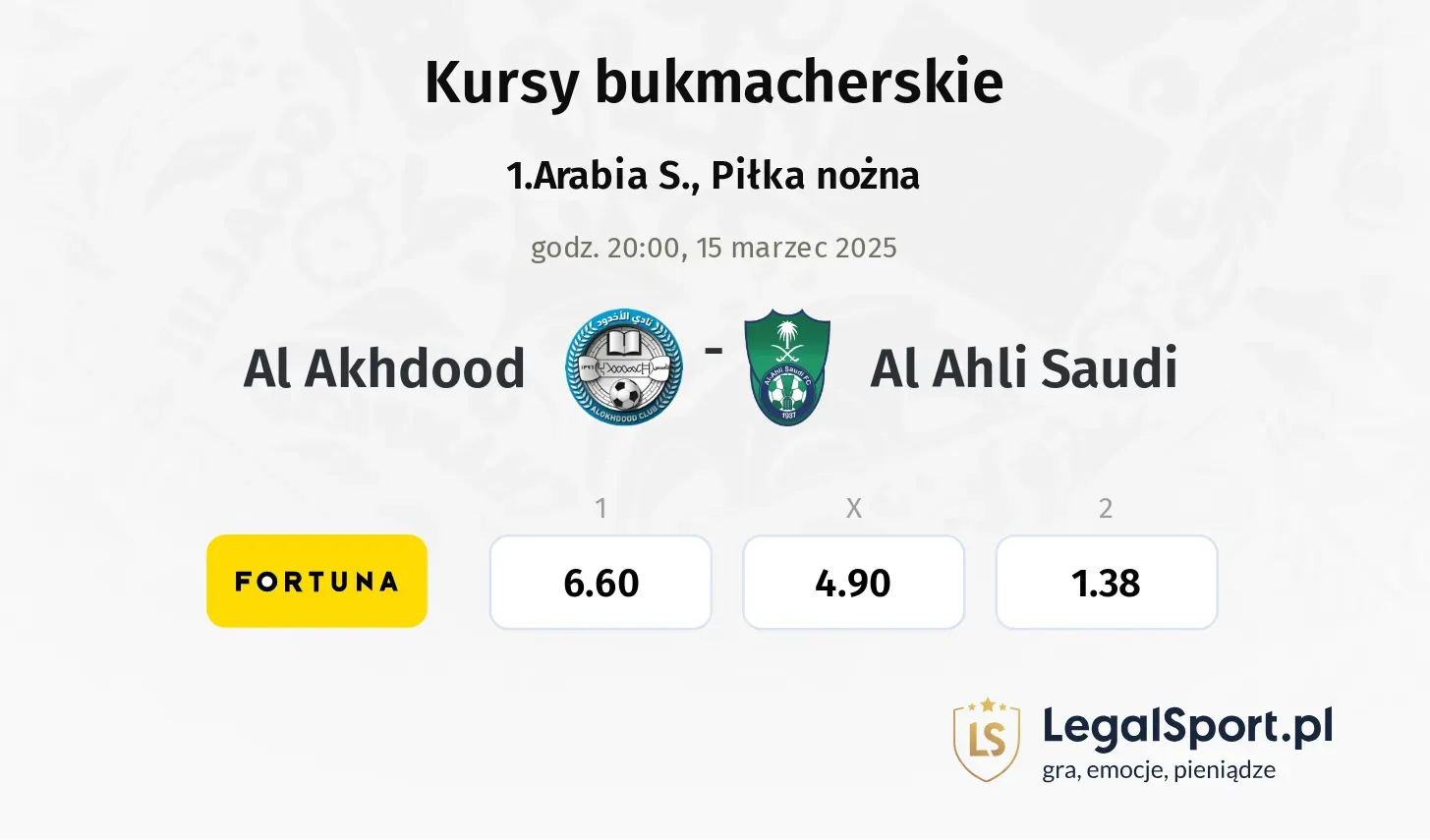 Al Akhdood - Al Ahli Saudi typy, kursy