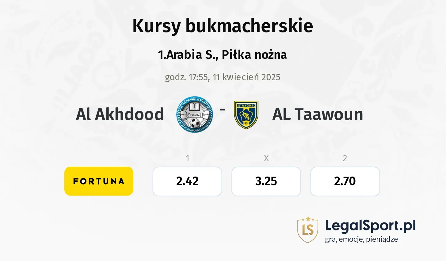 Al Akhdood - AL Taawoun typy, kursy