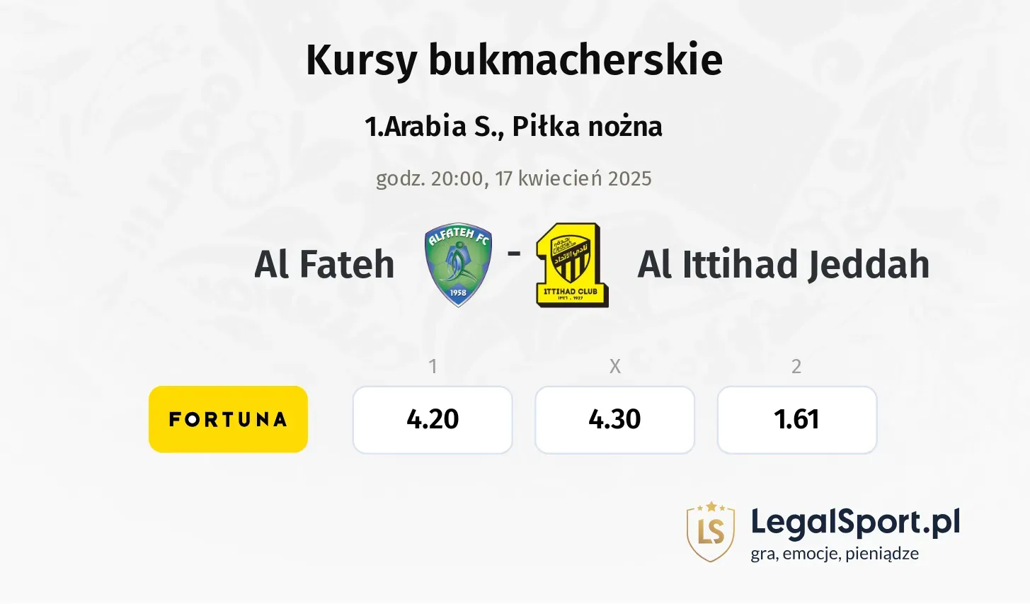 Al Fateh - Al Ittihad Jeddah typy, kursy