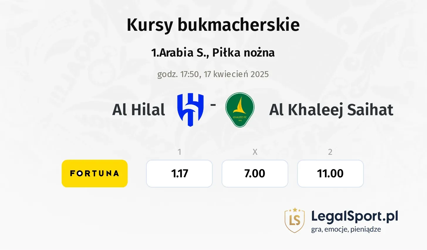 Al Hilal - Al Khaleej Saihat typy, kursy