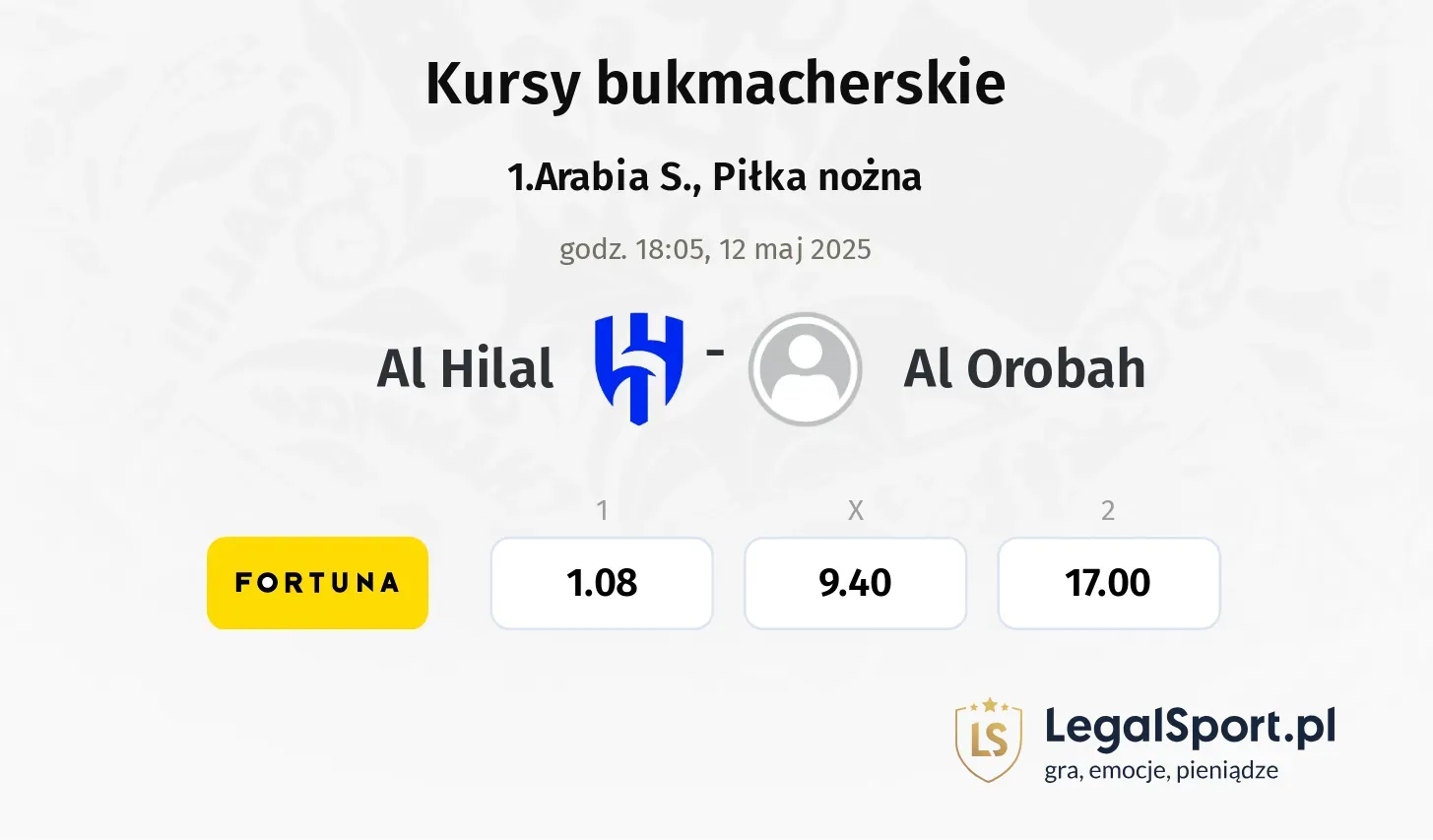 Al Hilal - Al Orobah typy, kursy
