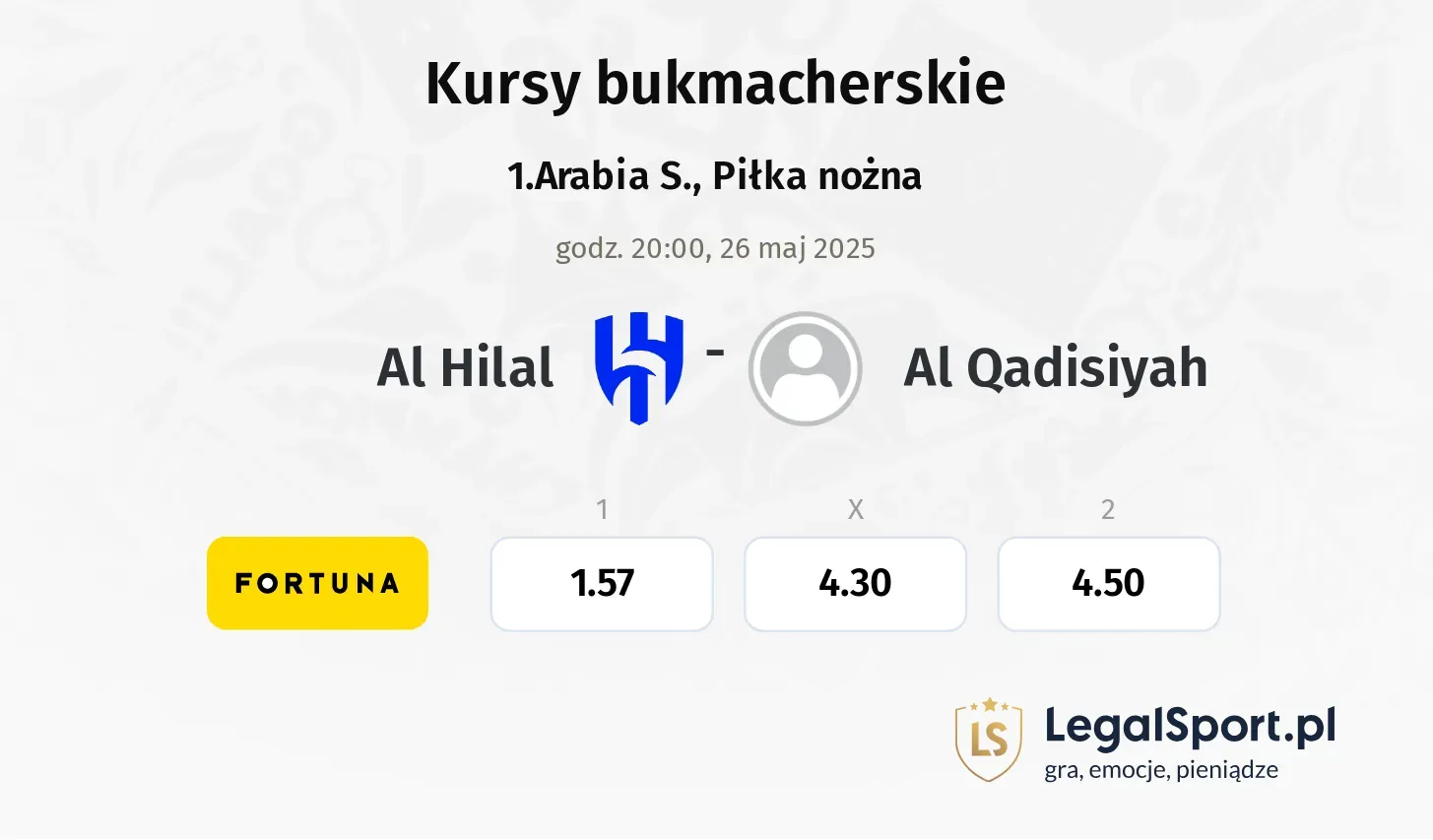 Al Hilal - Al Qadisiyah typy, kursy