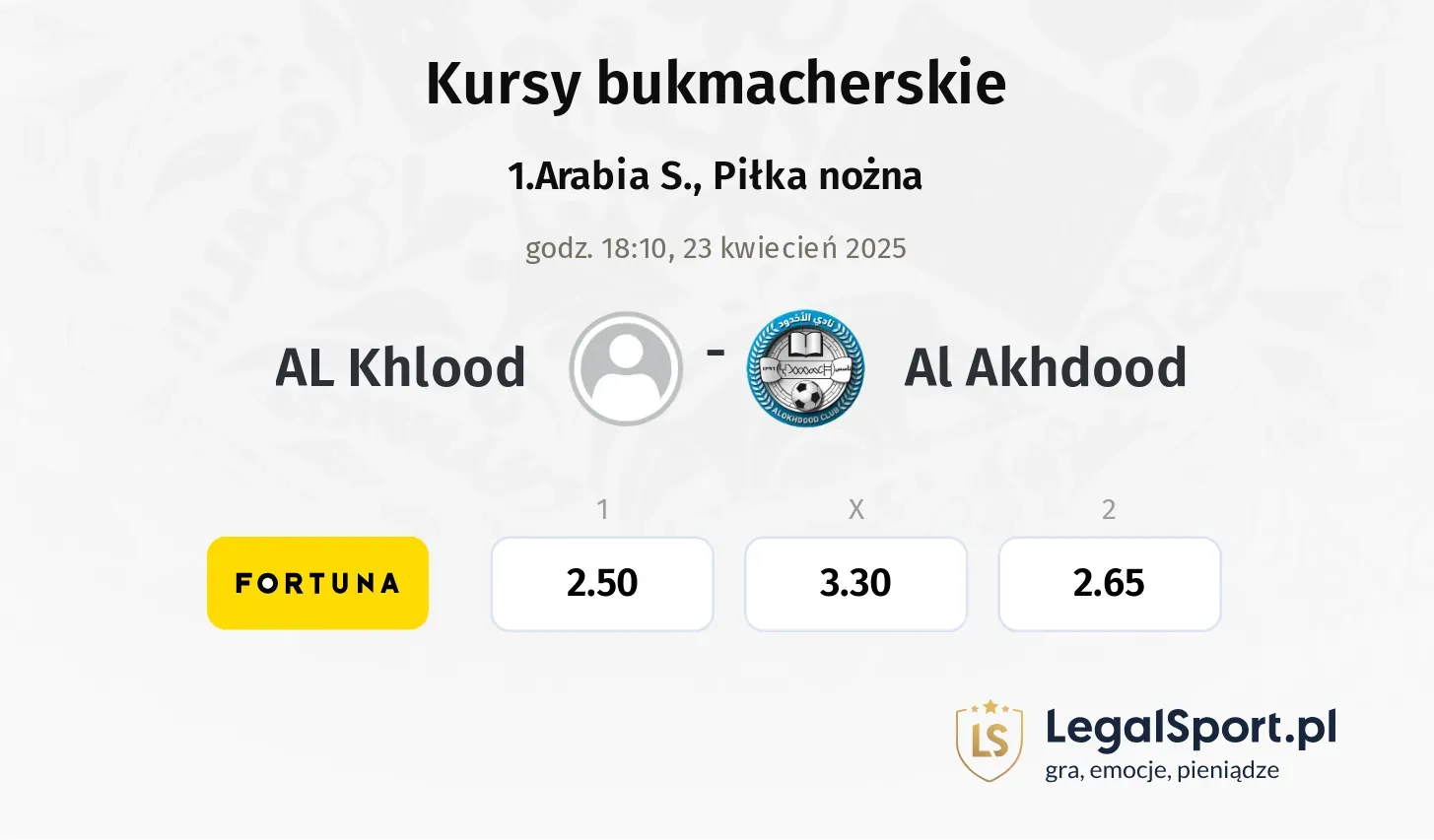 AL Khlood - Al Akhdood promocje bonusy na mecz