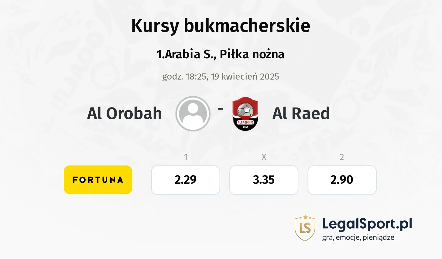 Al Orobah - Al Raed typy, kursy