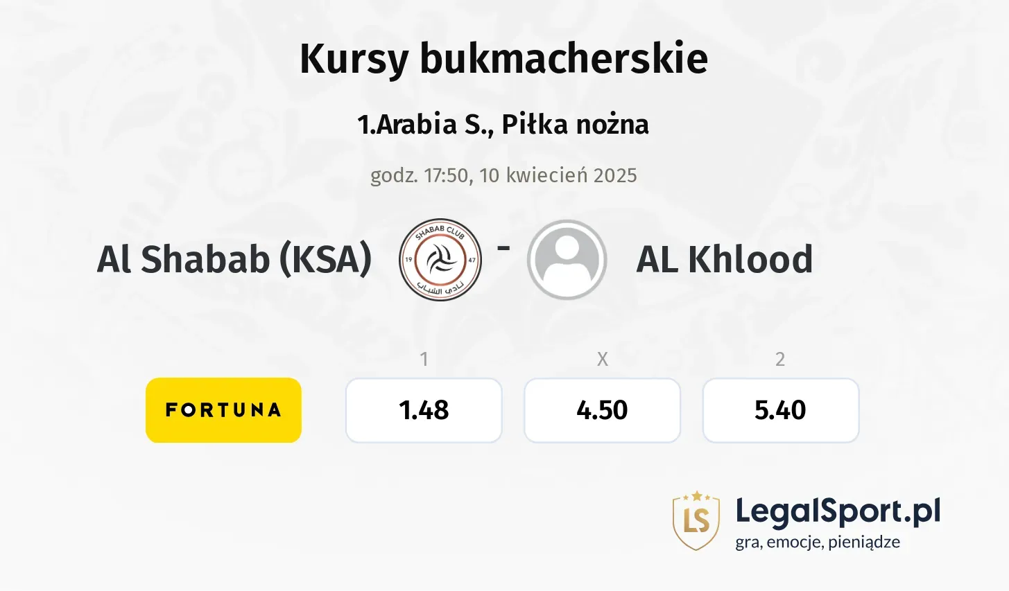 Al Shabab (KSA) - AL Khlood typy, kursy