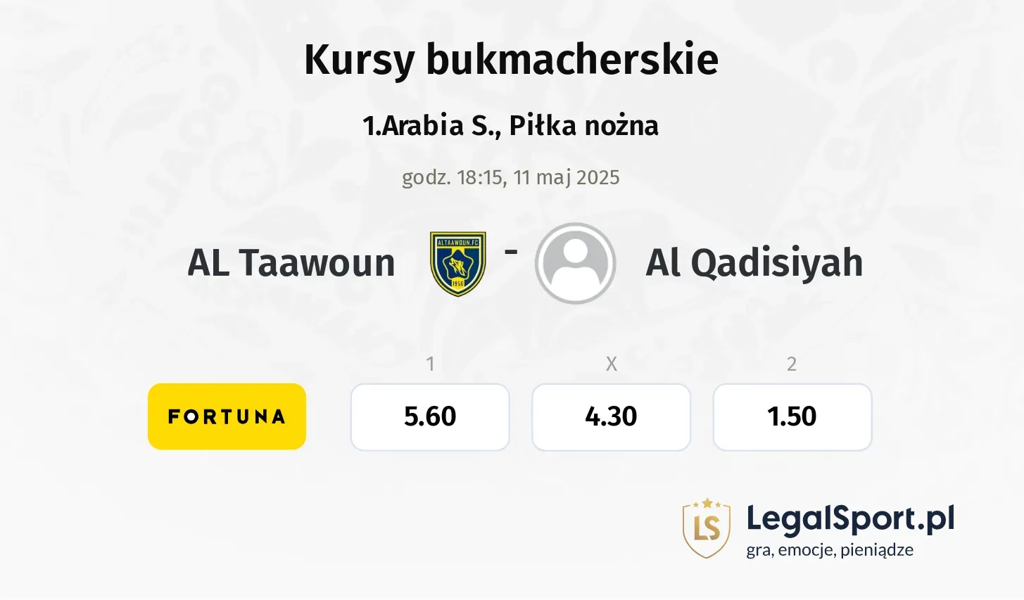 AL Taawoun - Al Qadisiyah typy, kursy