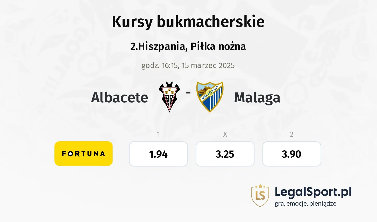 Albacete - Malaga typy, kursy
