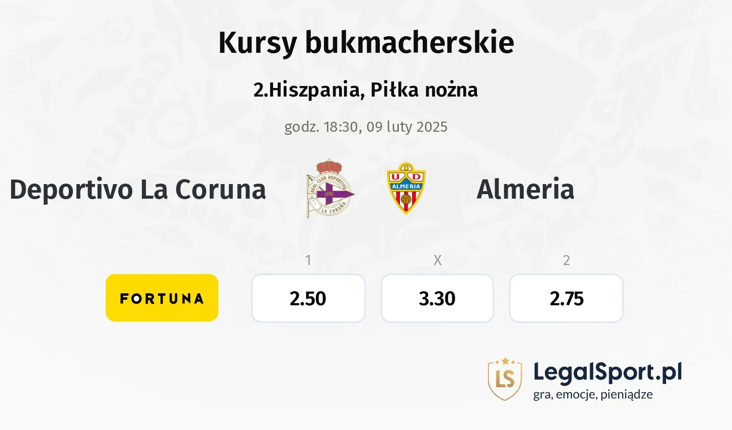 Deportivo La Coruna - Almeria typy, kursy
